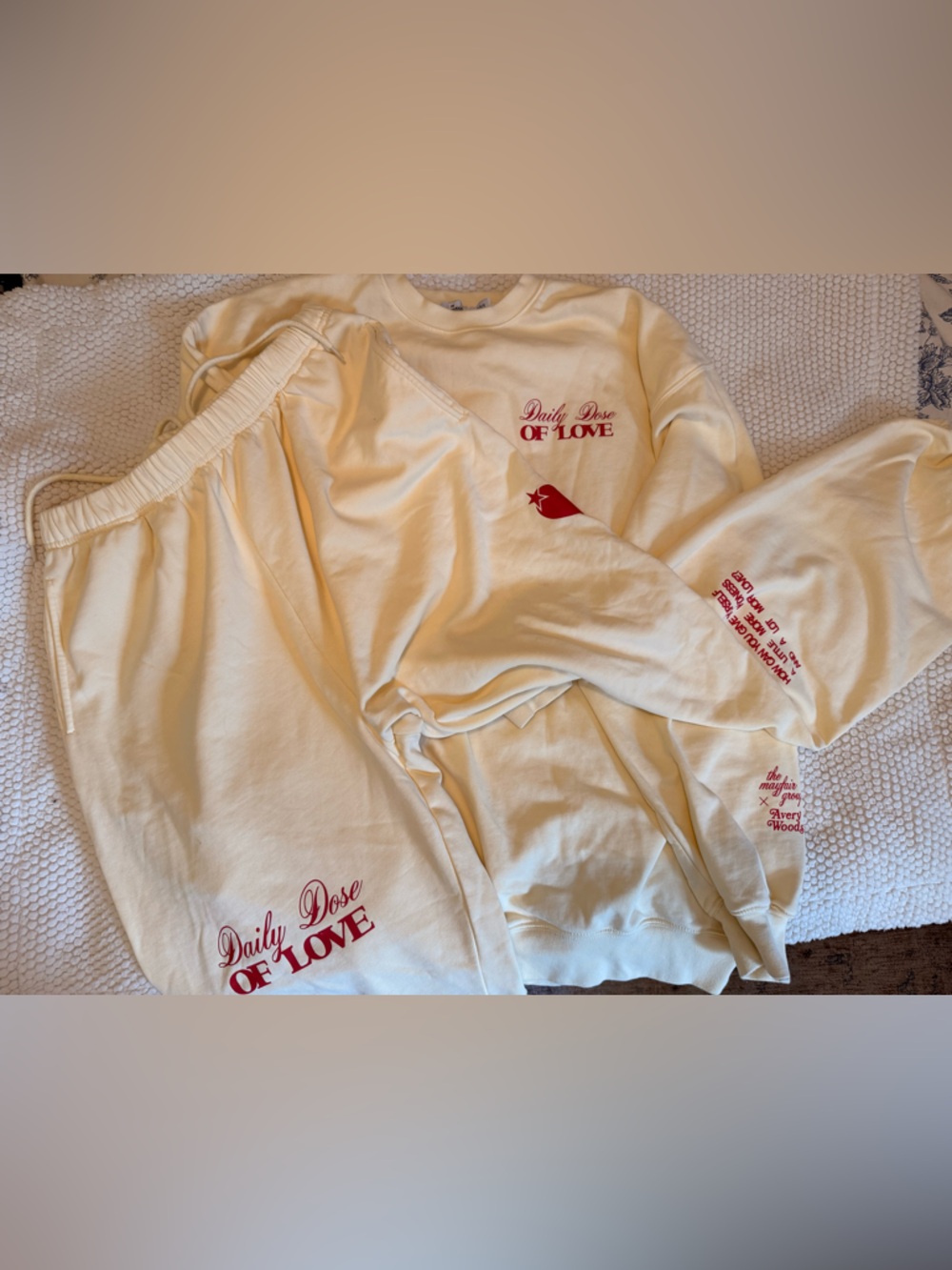 Mayfair X Avery Woods Daily Dose Of Love Sweatpants + Sweatshirt - Large